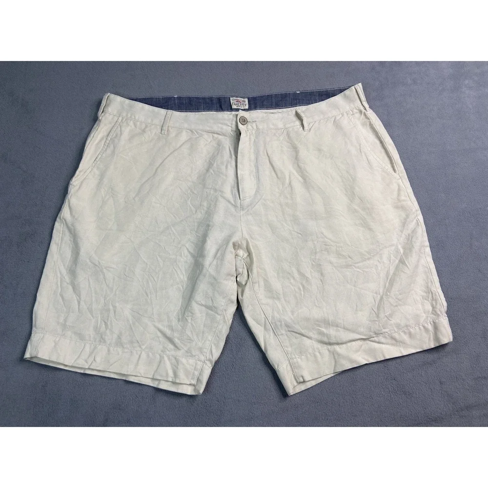 Faherty Shorts Mens 38 Beige Malibu Chino Linen‎ Cotton Casual 9.5